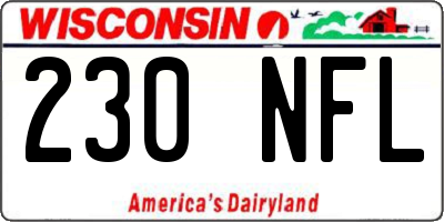 WI license plate 230NFL