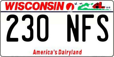 WI license plate 230NFS