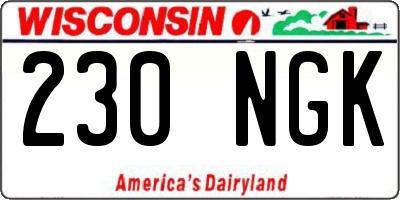 WI license plate 230NGK