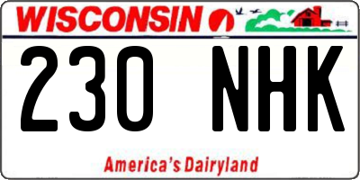 WI license plate 230NHK