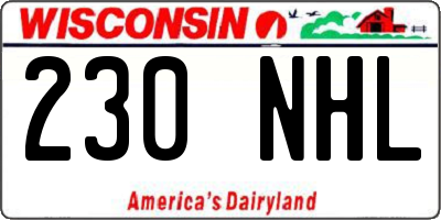 WI license plate 230NHL