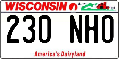 WI license plate 230NHO