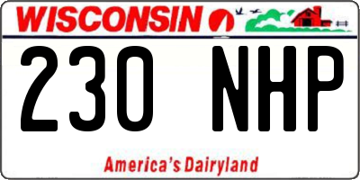 WI license plate 230NHP