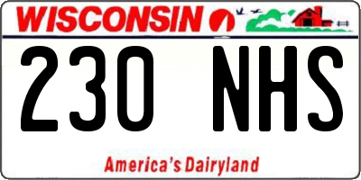 WI license plate 230NHS