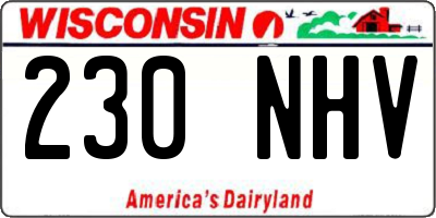 WI license plate 230NHV