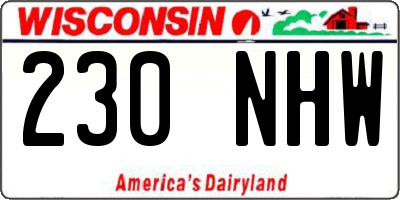 WI license plate 230NHW