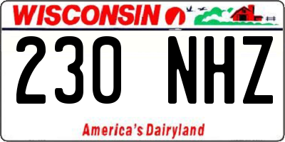 WI license plate 230NHZ