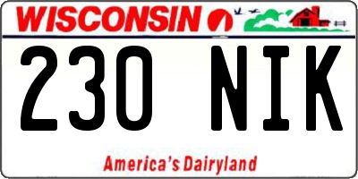 WI license plate 230NIK
