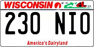 WI license plate 230NIO