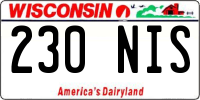 WI license plate 230NIS