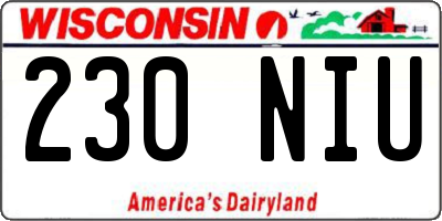 WI license plate 230NIU