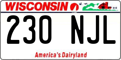 WI license plate 230NJL