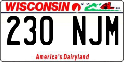 WI license plate 230NJM