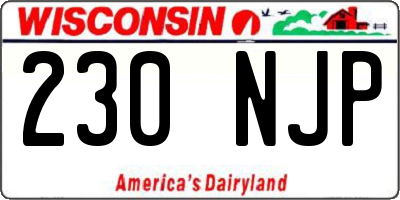 WI license plate 230NJP