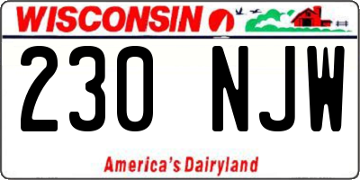WI license plate 230NJW