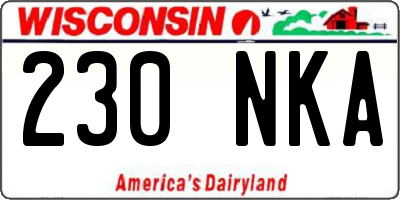 WI license plate 230NKA