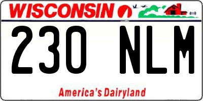 WI license plate 230NLM