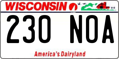 WI license plate 230NOA