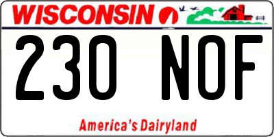 WI license plate 230NOF