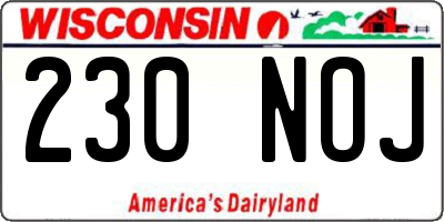 WI license plate 230NOJ