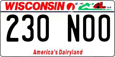 WI license plate 230NOO