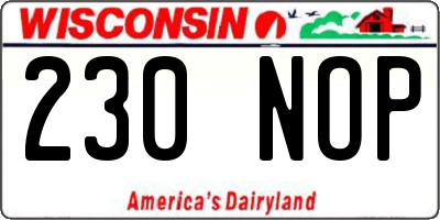 WI license plate 230NOP