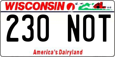 WI license plate 230NOT