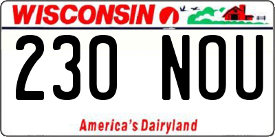 WI license plate 230NOU