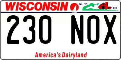WI license plate 230NOX