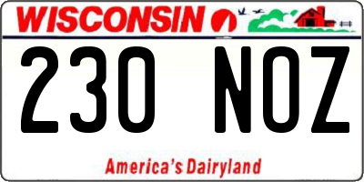 WI license plate 230NOZ