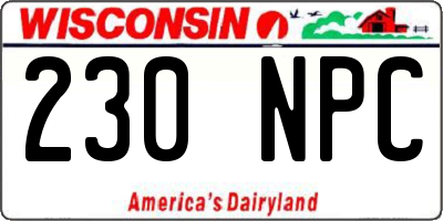 WI license plate 230NPC