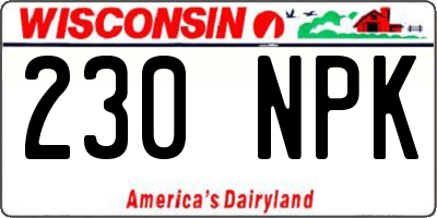 WI license plate 230NPK