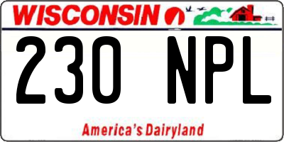 WI license plate 230NPL