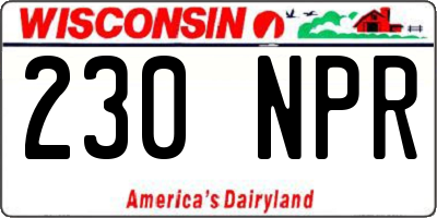 WI license plate 230NPR