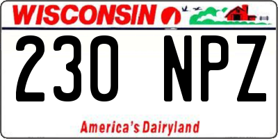 WI license plate 230NPZ