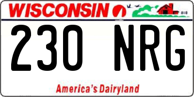 WI license plate 230NRG