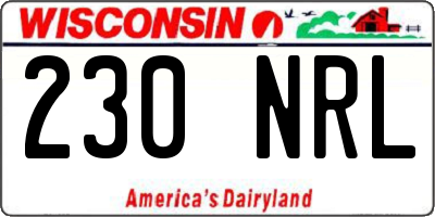 WI license plate 230NRL