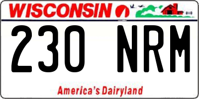 WI license plate 230NRM