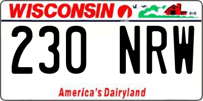 WI license plate 230NRW