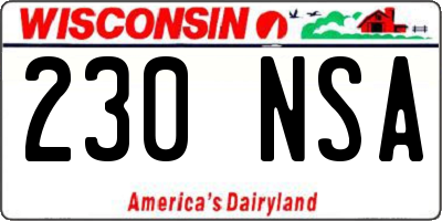 WI license plate 230NSA