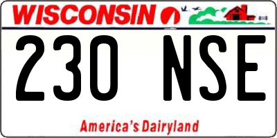 WI license plate 230NSE