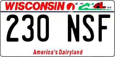 WI license plate 230NSF
