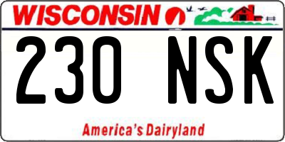 WI license plate 230NSK
