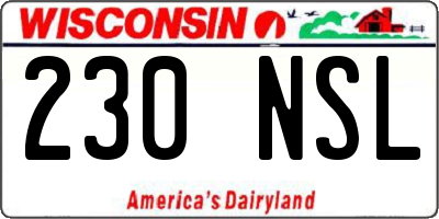 WI license plate 230NSL