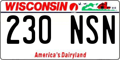 WI license plate 230NSN
