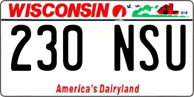 WI license plate 230NSU