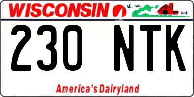 WI license plate 230NTK