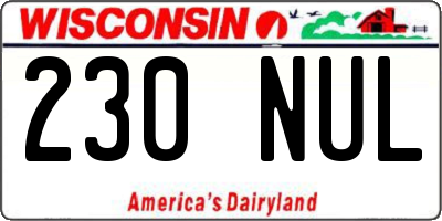 WI license plate 230NUL