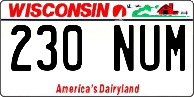 WI license plate 230NUM