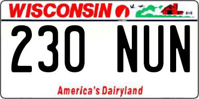 WI license plate 230NUN